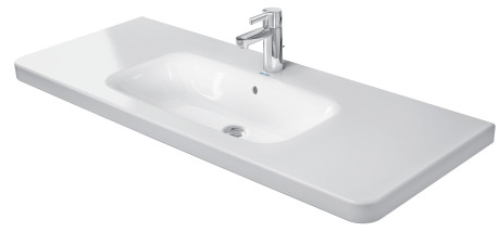 Lavabo DURASTYLE 120 x 48 cm, céramique pour meuble suspendu avec trop-plein, 1 trou robin., standard, blanc