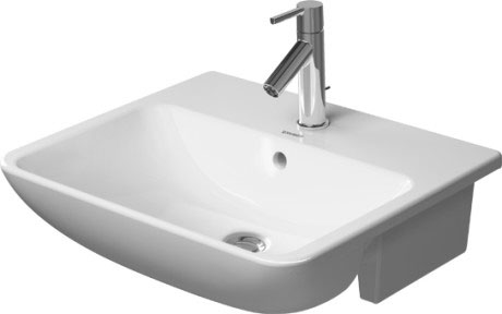 Lavabo semi-encastrée ME BY STARCK, 55 x 45,5 cm céramique, avec trop-plein, 1 trou robin., standard, blanc