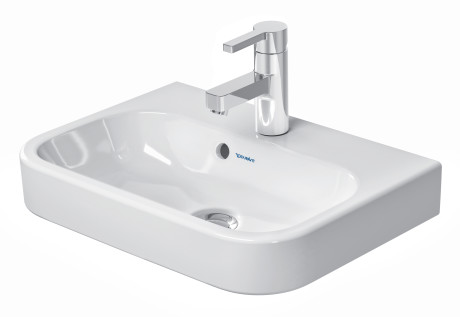 Lave-mains HAPPY D.2 50 x 36 cm, céramique pour meuble suspendu avec trop-plein, 1 trou robin., standard, blanc