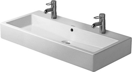 Lavabo VERO 100 x 47 cm, céramique avec trop-plein, 2 trous robin., standard, blanc