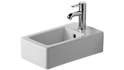 Lave-mains VERO 25 x 45 cm, céramique avec trop-plein, 1 trou robin., standard, blanc