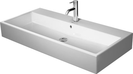 Lavabo VERO AIR 100 x 47 cm, céramique pour meuble suspendu, sans trop-plein, 1 trou robin., standard, blanc