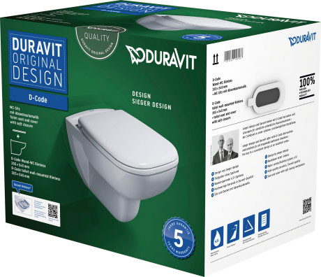 SET Cuvette murale D-CODE UP se compose de cuvette murale D-Code et siège de WC D-Code avec abaissement automatique, standard, blanc