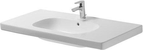 Lavabo D-CODE 105 x 48 cm, céramique avec trop-plein pour meuble suspendu, 1 trou robin., standard, blanc