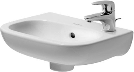 Lave-mains D-CODE 36 x 27 cm, céramique avec trop-plein, 1 trou à droite, standard, blanc