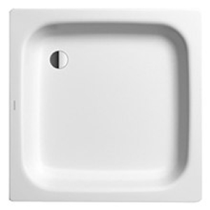 Receveur de douche 80 x 80 x 14 cm SUMMA, acier isolation phonique trou d'écoulement D 52 mm, standard, blanc, à combiner avec garniture 1614C0387