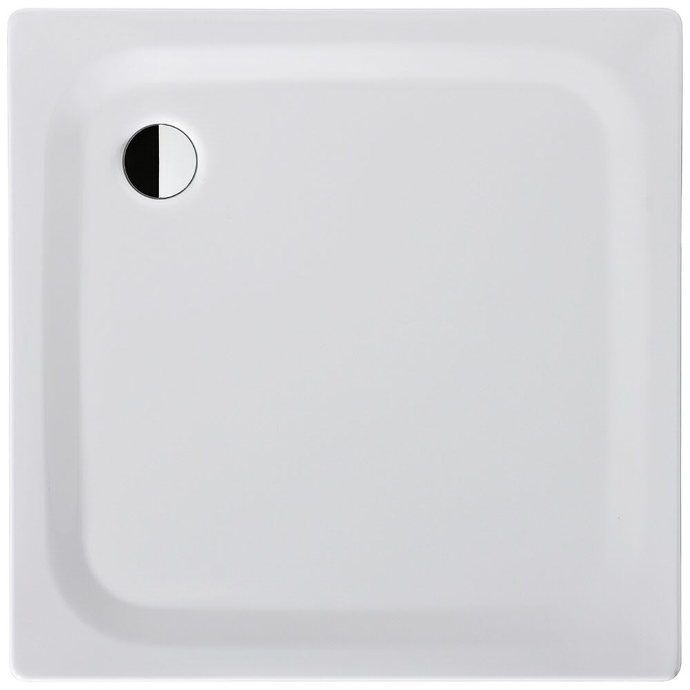 Receveur de douche 80 x 80 x 2,5 cm SUPERUS CLASSIC, acier isolation phonique trou d'écoulement D 90 mm, standard, blanc