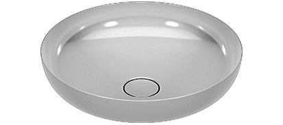 Lavabo à poser MIENA D 45 cm, avec effet perlant, acier, sans trop-plein, blanc alpin