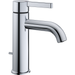 Mélangeur de lavabo BELLA S 115 mm, goulot fixe vidage excentrique, tuyaux de raccordement flexibles 3/8" groupe acoustique NT, chromeline