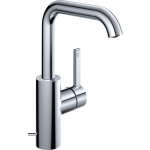 Mélangeur de lavabo BELLA S 160 mm, goulot orientable H jusqu'à aérateur 221 mm vidage excentrique, tuyaux de raccordement flexibles 3/8" groupe acoustique NT, chromeline
