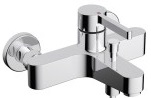 Mélangeur de bain BELLA E 153 mm, raccords d'arrêt 1/2" x 3/4", sans tuyau de douche, douchette et support groupe acoustique NT, chromeline