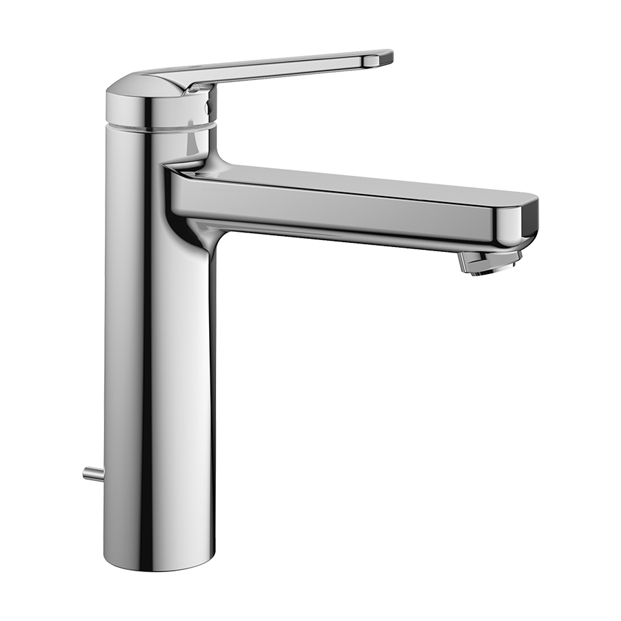 Mélangeur de lavabo DOMO 6.0 eau froide par position du levier au milieu S 150 mm, goulot fixe vidage excentrique, groupe acoustique I, chromeline