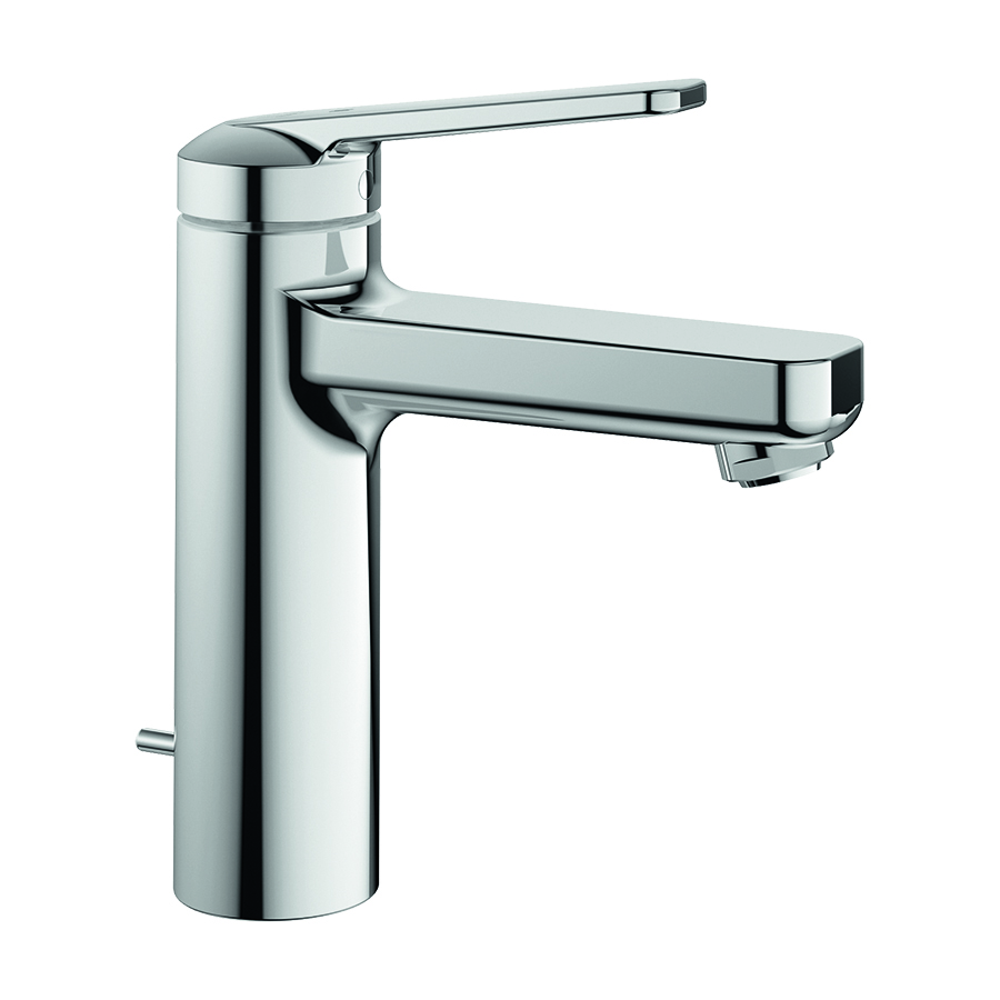 Mélangeur de lavabo DOMO 6.0 S 125 mm, goulot fixe vidage excentrique, groupe acoustique I, chromeline