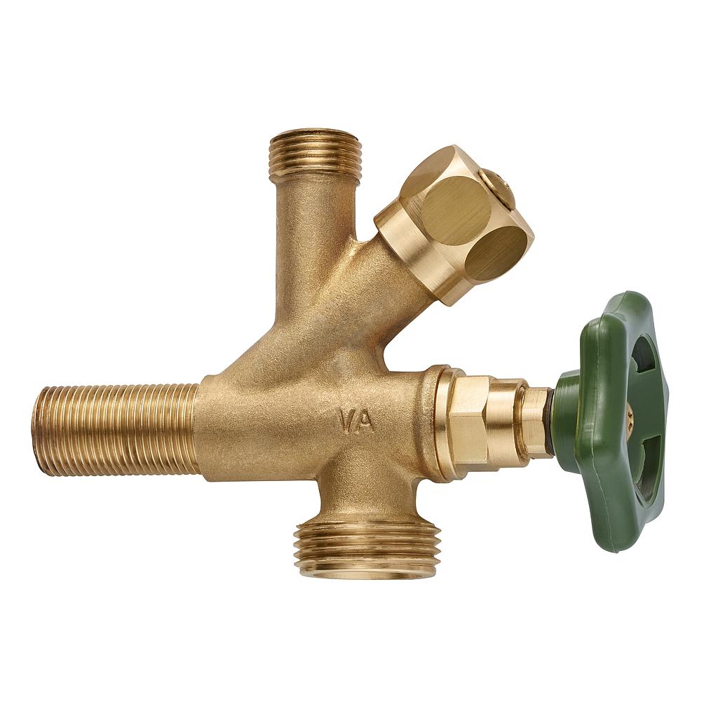 Robinet pour lave-vaisselle, 1/2" x 10 mm sans raccord de serrage, volant vert, laiton