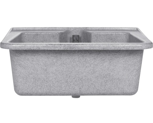 Bac à laver 70 x 50 cm, prof. 26 cm, matière synthétique soupape à surverse derrière au milieu, coul. granit