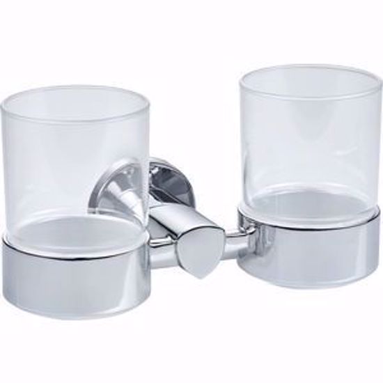 Porte-verre double TACO 9.6 x 18.9 x 10.3 cm, verre véritable, chromé