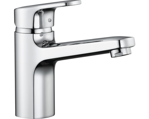 Mélangeur de lavabo POLIS S 140 mm goulot fixe Ecototal+, eau froide par position du levier au milieu vidage excentrique groupe acoustique I, chromé