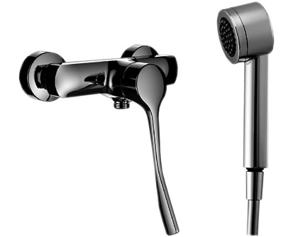 Mélangeur de douche CITYPRO SK LIBERTY, E 153 mm, raccords d'arrêt 1/2" x 1/2", tuyau de douche Simiflex 1500 mm douche Aquajet, groupe acoustique II, CHROME