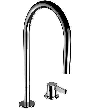 Mélangeur à 2 trous KARTELL S 166 mm, goulot orientable sans vidage, débit 5,3 l/min groupe acoustique I, chrome