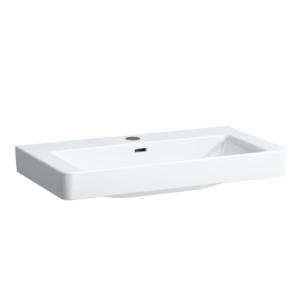 Lavabo PRIVO 85 x 46 cm, céramique pour meuble suspendu, avec trop-plein, 1 trou robin., standard, blanc