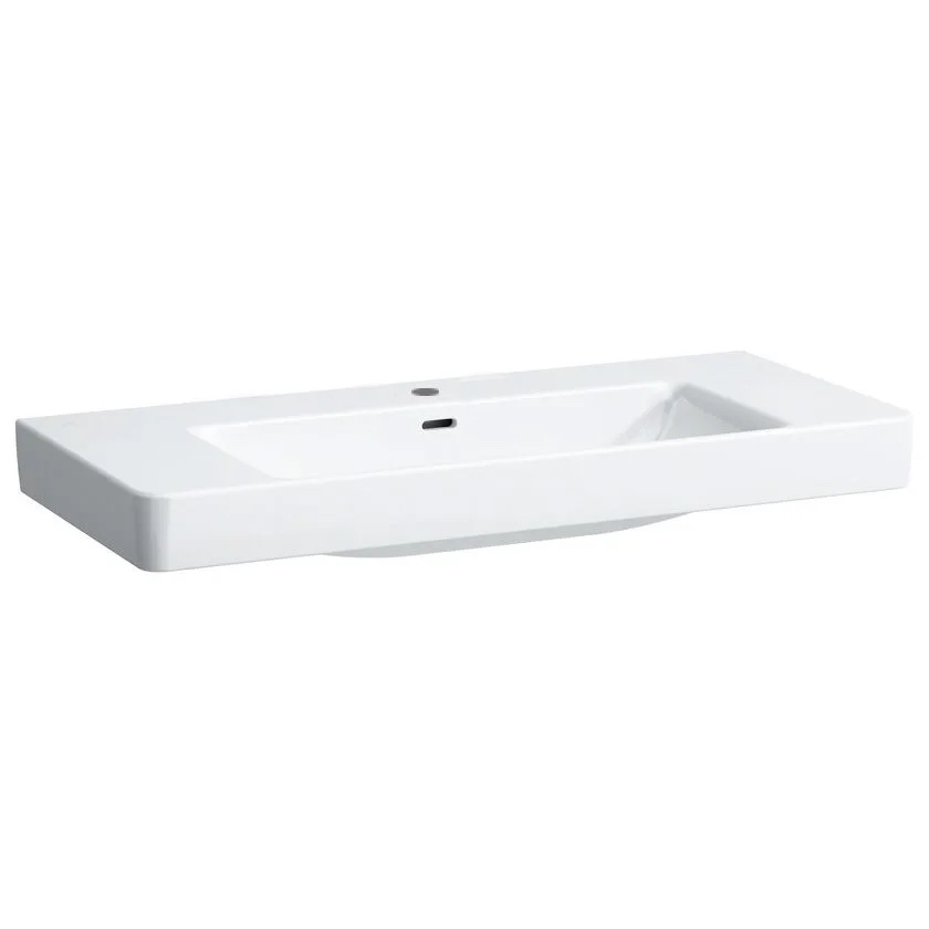 Lavabo PRIVO 105 x 46 cm, céramique pour meuble suspendu, avec trop-plein, 1 trou robin., standard, blanc