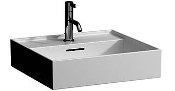 Lavabo à poser KARTELL 50 x 46 cm, céramique, poli avec trop-plein, matériel de fixation, 1 trou robin., standard, blanc mat