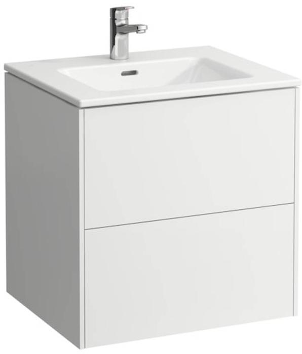 "Ensemble" Meuble avec lavabo SLIM 60,0 x 61,0 x 50,0 cm, 1 trou de robinetterie, 2 élément à 2 tiroirs, lavabo avec trop-plein inclus, blanc mat