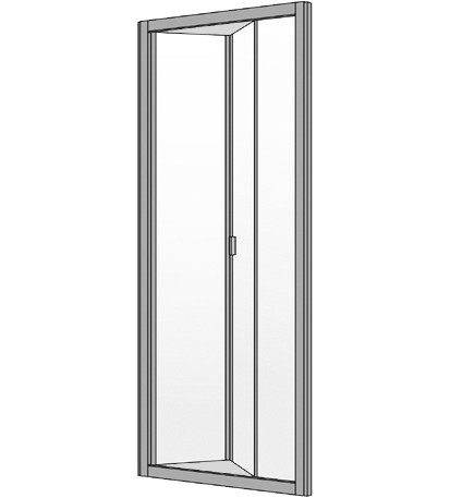 Porte coulissante pliante QUATTUOR NICHE, 86-90 cm, H 200 cm 2 panneaux, verre véritable clair, argent poli