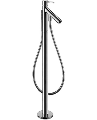 Mélangeur de bain STARCK S 156 mm, goulot fixe H jusqu'à aérateur 677-757 mm avec colonne pour montage à pose libre tuyau, douche à main sans corps à encastrer 10452180 groupe acoustique I, chromé
