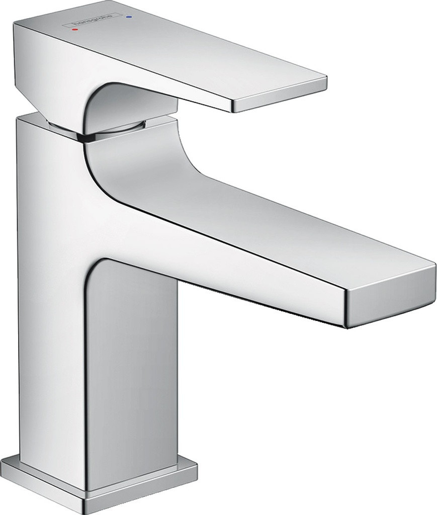 Mélangeur de lavabo METROPOL 100, S 127 mm, goulot fixe avec vidage Push-Open, débit 5 l/min, groupe acoustique I, chromé