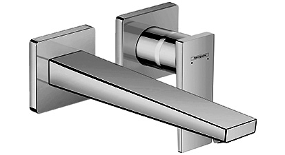 Mélangeur mural METROPOL UP set de montage final S 225 mm, goulot fixe soupape à grille non verrouillable, débit 5 l/min sans corps à encastrer 13622180 groupe acoustique I, chromé