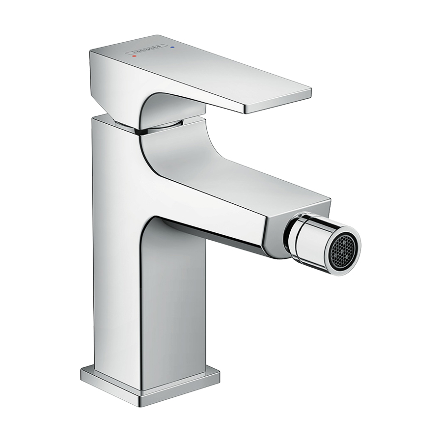 Mélangeur de bidet METROPOL 100, S 129 mm, avec vidage Push-Open, débit 7,2 l/min groupe acoustique II, chromé