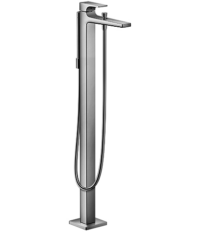 Mélangeur de bain METROPOL S 235 mm, goulot fixe H jusqu'à aérateur 815-895 mm avec colonne pour montage à pose libre, douche à main Starck, tuyau de douche 125 cm débit 21 l/min, sans corps à encastrer 10452180, chromé