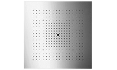 ShowerHeaven STARCK 3/4" 72 x 72 cm, pour encastrement dans ou sur le plafond 3 zones de jets, zone Body extérieure, zone Rain intérieure avec technologie Air jet laminaire D 17 mm sans lumière sans corps à encastrer 10750180 sans module thermostat 10751000 débit 45 l/min groupe acoustique III, Steel