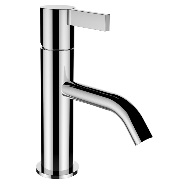 Mélangeur de lavabo KARTELL BY LAUFEN, S 135 mm, goulot fixe avec vidage, effet acier inox