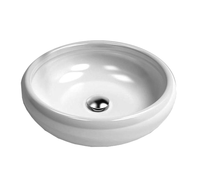 Vasque à poser TAO 43 en céramique, diam. 38 - H. 11, sans trop-plein, sans bonde, blanc