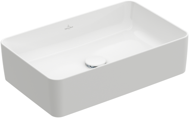 Lavabo à poser COLA 56 x 36 cm, céramique, carrée sans trop-plein, standard, blanc