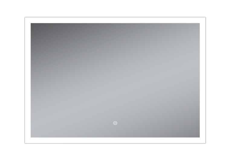 Miroir LED FIGO aluminium 100 X 70 X 3.3 CM, cadre en alu glace miroir de 5 mm, cadre en acrylique bicolore éclairé par des LED 3000/4500/6000 K, pose verticale ou horizontale au choix, capteur tactile pour la mise en marche et l'arrêt, avec matériel de fixation