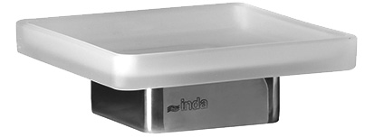 Porte-savon à poser LEO, jatte en verre satiné, chromé
