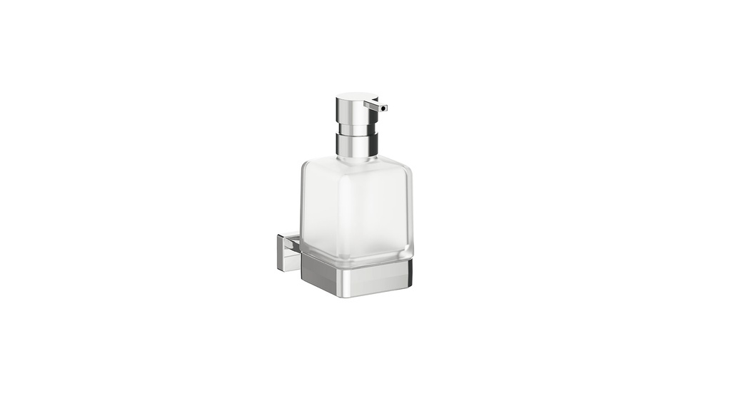 Distributeur de savon LEO réservoir en verre satiné, chromé
