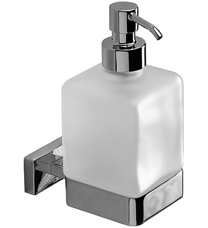 Distributeur de savon LEO réservoir en verre satiné, chromé
