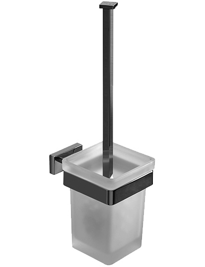 Porte-balai de WC LEO récipient en verre satiné, chromé
