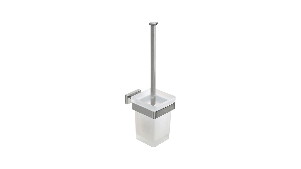 Porte-balai de WC LEO récipient en verre satiné, chromé
