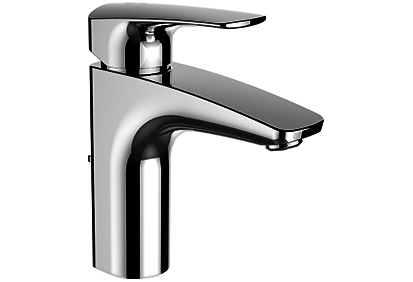 Mélangeur de lavabo LAURUS ECO+, S 106 mm, goulot fixe vidage excentrique, groupe acoustique I, chromé
