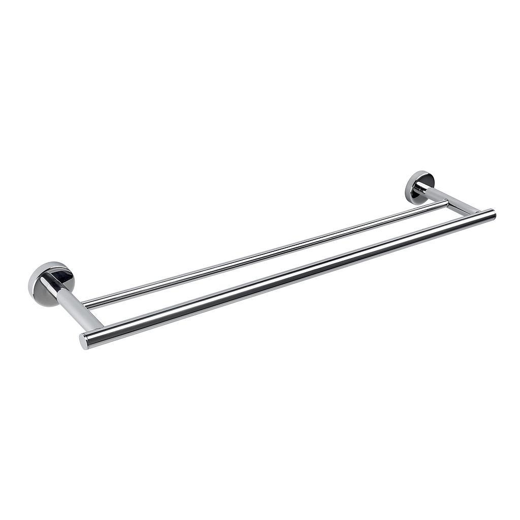 Porte-serviettes double STYL entraxe 60 cm, L. 65 cm, acier inoxydable brossé