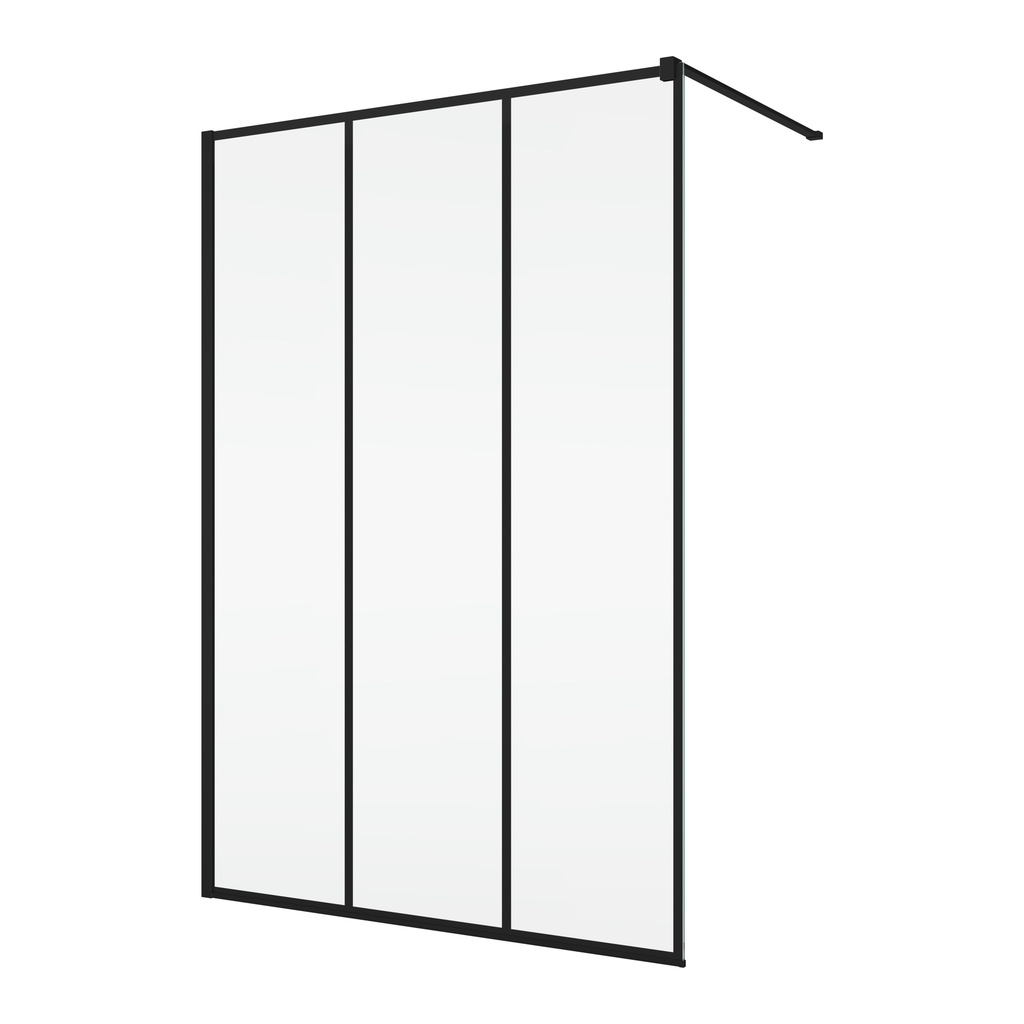 Black Line, paroi fixe WALK-IN Easy Loft Industrie avec profilé mural de compensation, largeur 1000 mm, hauteur 2000 mm, verre sécurit 8 mm, finition Noir mat