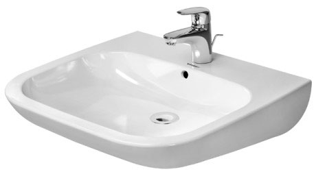 Lavabo D-Code Vital 60x55,5 cm, plage de robinetterie et trop-plein, dessous émaillé, blanc
