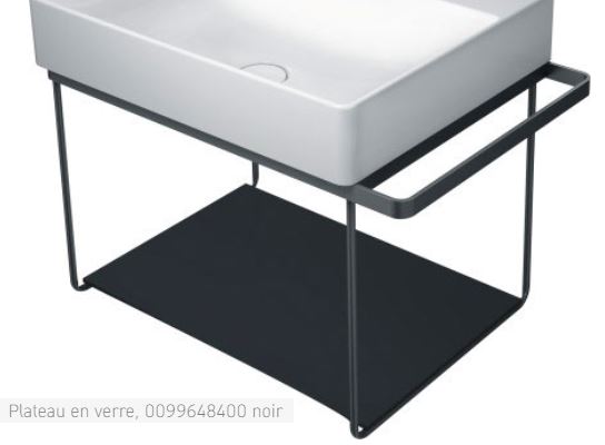 Plateau en verre DURASQUARE pour consoles métallique, L57 x P38 cm, verre sécurit noir