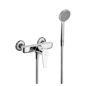 Mélangeur de douche ACTIVO E 153 mm, raccords d'arrêt 1/2" x 1/2", douche, tuyau de douche 180 cm, groupe acoustique NT, chromeline