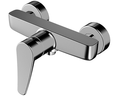 Mélangeur de douche ACTIVO E 153 mm, raccords d'arrêt 1/2" x 1/2", sans douche, sans tuyau de douche, groupe acoustique NT, chromeline